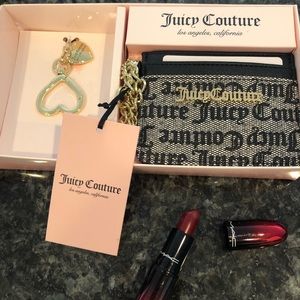 HP🎉⬇️Juicy couture wristlet set➕chain card wallet & scarf clip/lanyard. NWT/NIB